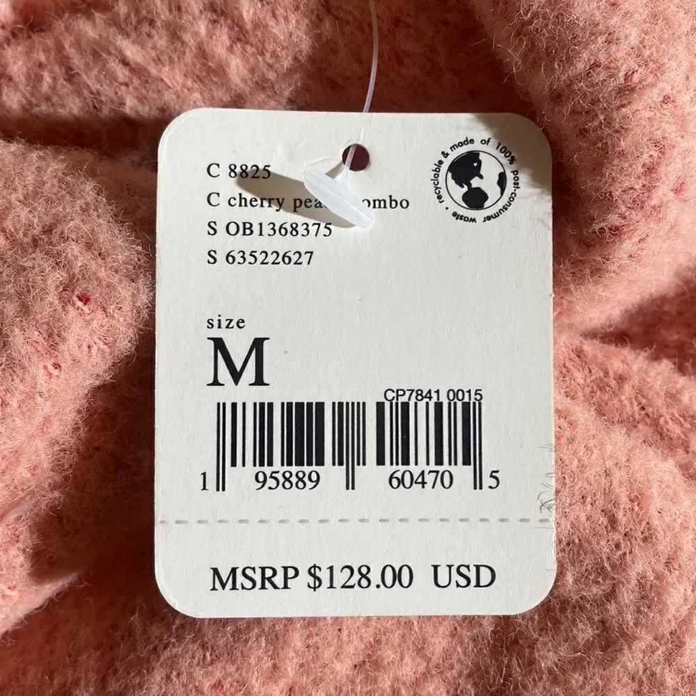 Free people San Vicente peach soft & cozy pullover sweater new medium